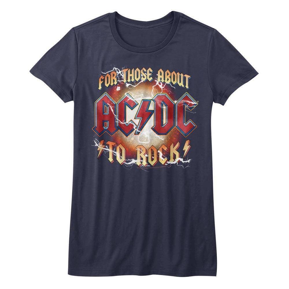 Acdc For Those About To Rock Navy Junior Womens T Shirt